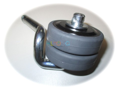 Doppel-Laufrolle passend für 5039 Stiegelmeyer, Bremsung erfolgt durch Formschluss mit Standfußgehäuse,  Freigabe über Handbedienteil (Artikel 4 x pro Bett notwendig)